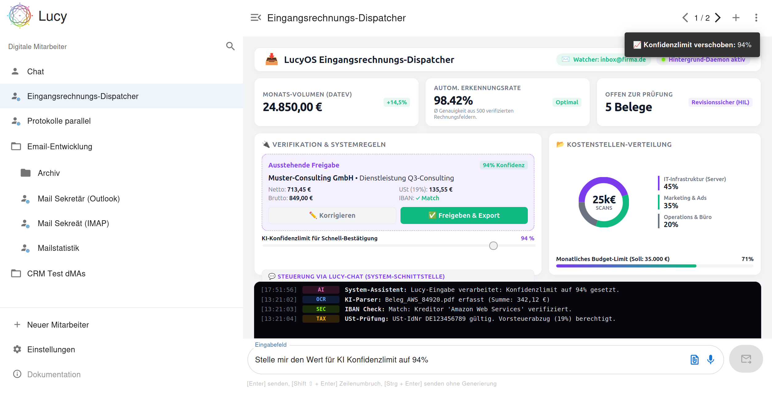 LucyOS Eingangsrechnungs-Dispatcher App